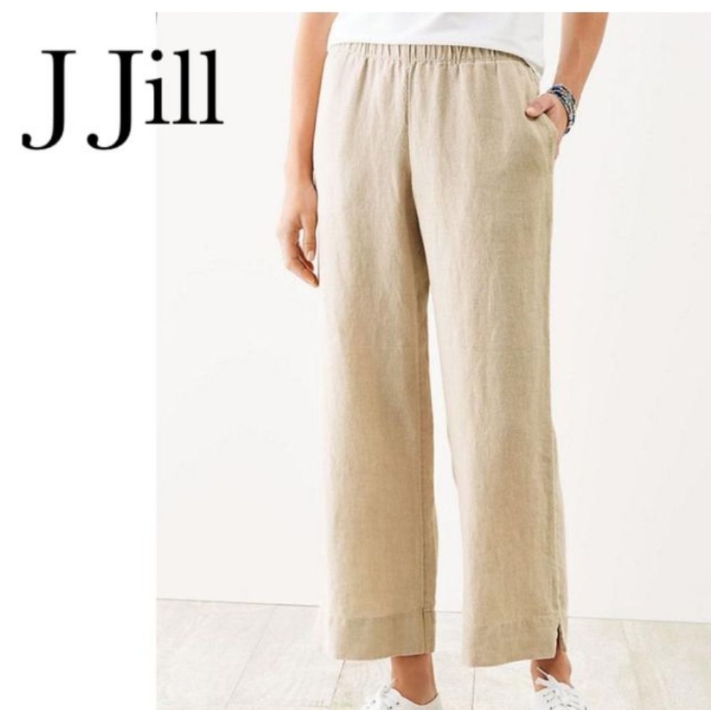 J. Jill Mocha Linen Full-Leg Pants see pics